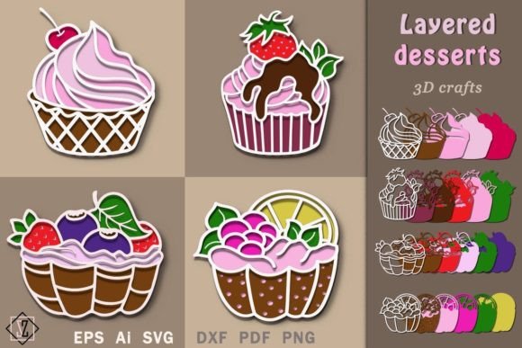 Download Layered Desserts. 3D Crafts - 3d crafts Collection