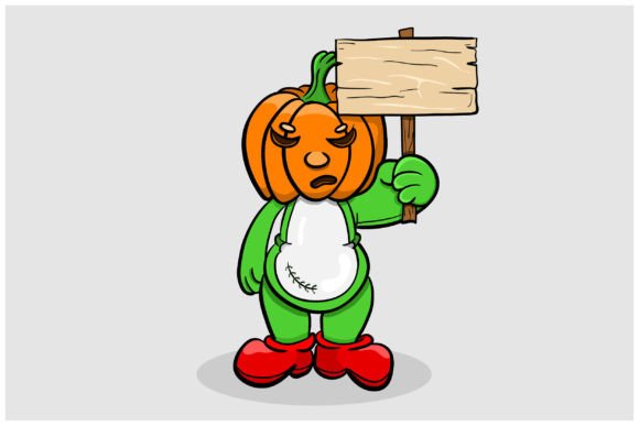 Download Head Pumpkin Doll with Blank Sign Wood - Blank sign Collection