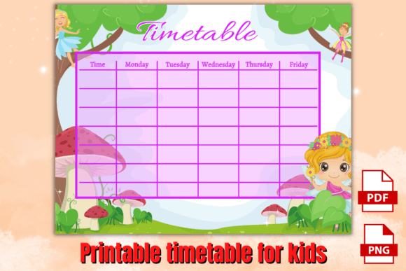 Download School Timetable for Kids Fairy Theme - Fairy theme Collection